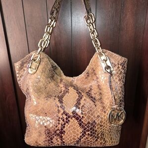 Michael Kors Brown Snakeskin Shoulder Bag